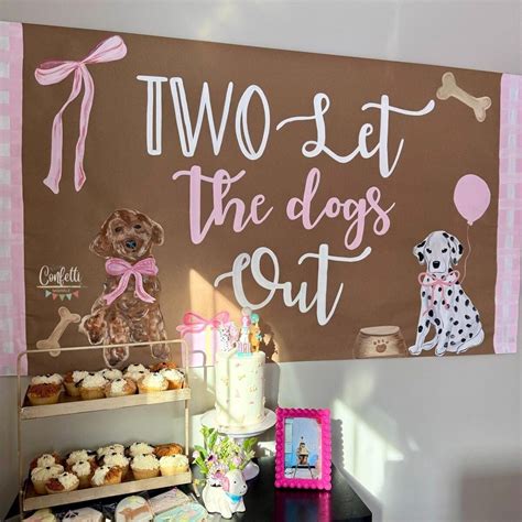 Hand Painted Banner, Puppy Party, Two Let the Dog's Out, Birthday Sign ...