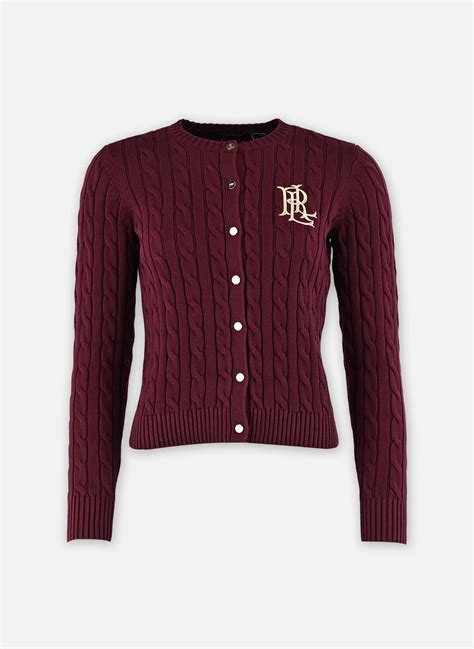 Lauren Ralph Lauren Gilets Ralhan-Long Sleeve-Cardigan femme bordeaux ...