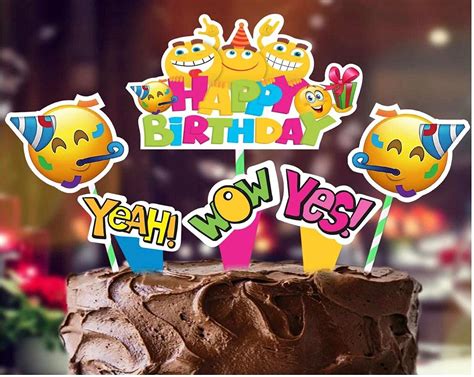 ROYAL ENTERPRIZE Emoji Theme Cake Topper for Kids Birthday Party, Baby ...