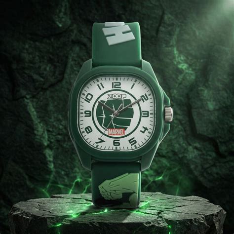 Buy Online Zoop Marvel Analog Watch with White Hulk Dial & Green Strap ...