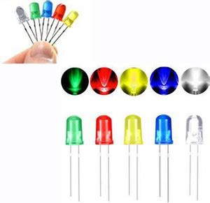 D'Mega Mart 100 Pieces 5 mm LED Diodes, Assortment Kit, Round Head DIY ...