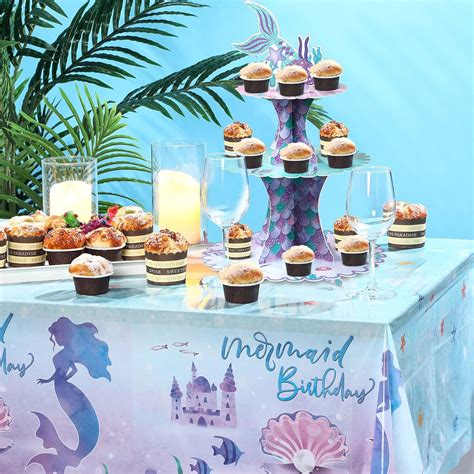 Buy Mermaid Cake Stand 3 Tier Mermaid Party Supplies Mermaid Tail ...