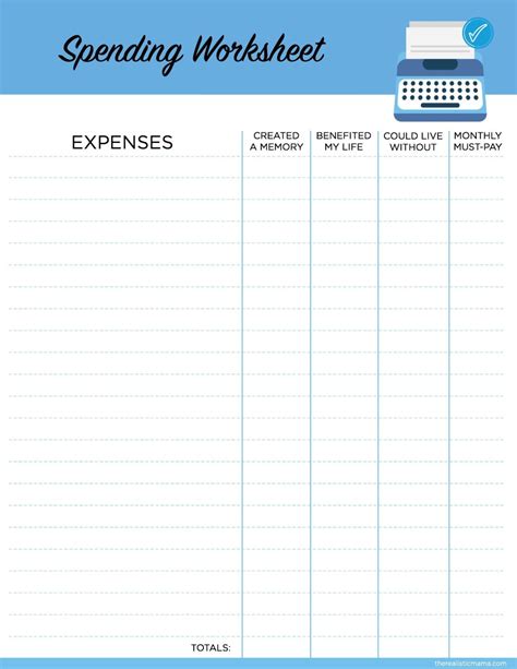 Spending And Saving Worksheet Template