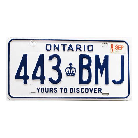 1987 Ontario #443BMJ | Real Old Canadian License Plates