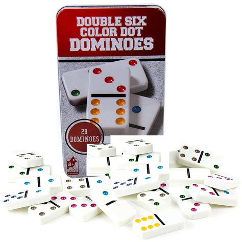 Mayatra's Double 6 Color Dot Dominoes Game Set - White Dominoes 28 ...