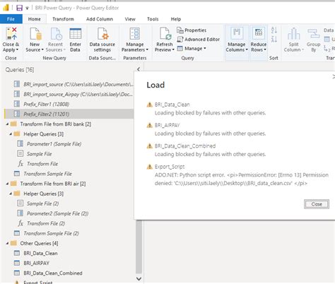 Solved: Loading blocked by failures with other queries for ...