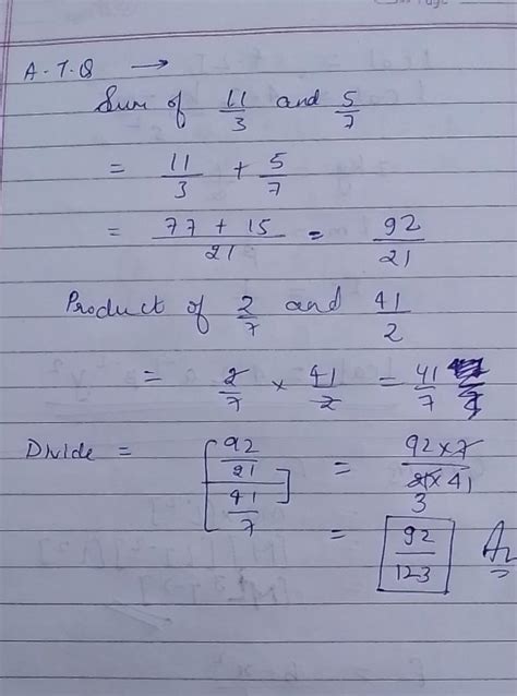 Divide the sum of 11 upon 3 and 5 upon 7 by the product of 2 upon 7 and ...