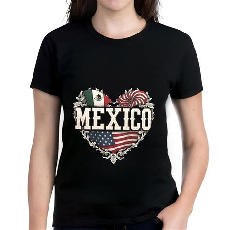 Cotton Short Sleeve T-Shirt with Heart - Shaped 'MEXICO' Design Mexican ...