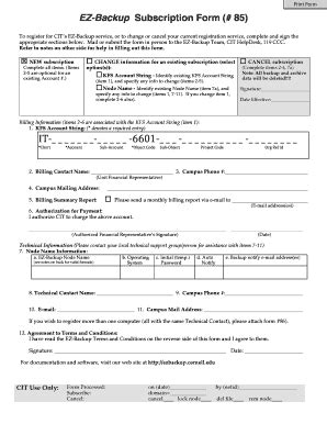 Fillable Online EZ-Backup Subscription Form Fax Email Print - pdfFiller