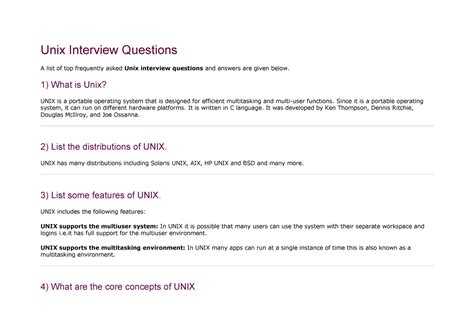 Unix interview questions and answers - 1) What is Unix? UNIX is a ...