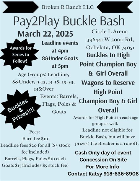 Broken R Ranch Pay2Play Buckle Bash, Circle L Arena Ochelata Oklahoma ...