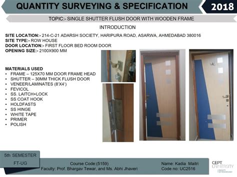 Single shutter flush door | CEPT - Portfolio