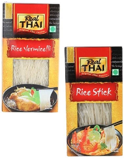 Real Thai Rice Padthai &Rice Vercimilli noodles,2X 375g (Pack of 2 ...