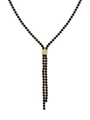 Rococo Belle Goldtone & Black Stone Y-Necklace