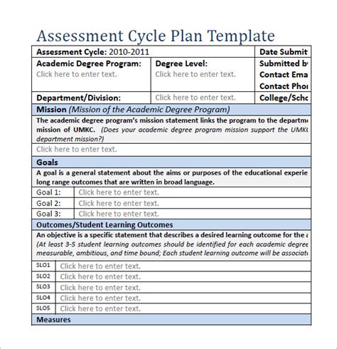 Image result for Assessment Plan Examples
