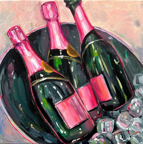 Painting Of Wine Bottles On Canvas