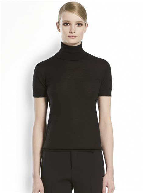 Gucci Cashmere Short Sleeve Turtleneck in Black | Lyst