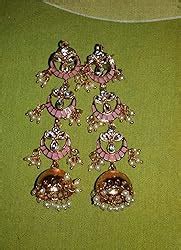 Priyaasi's Gold Plated Hand Painted Kundan Studded With Pearls Floral ...