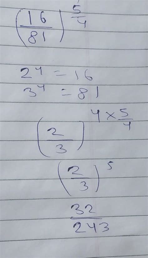 Simplify : ((16)/(81))^(5//4) - Brainly.in