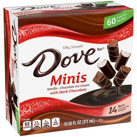 Dove Bar Minis Vanilla Chocolate Ice Cream with Dark Chocolate Bars (14 ...
