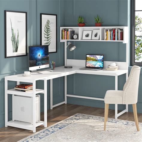 Tribesigns 68 Inch L Shaped Computer Desk with Hutch India | Ubuy