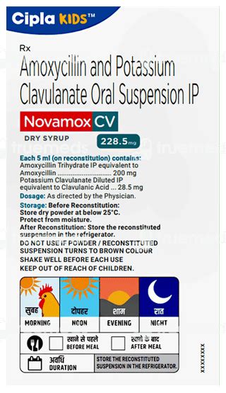 Novamox Cv 2285mg Tangy Orange Flavour Dry Syrup 60ml - Uses, Side ...