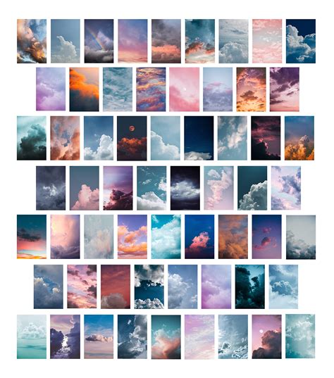 Buy Clouds Aesthetic Wall Collage Kit - by Boho Cove | 60 Set 4x6 inch ...