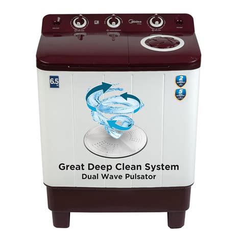 Midea 6.5 KG Semi Automatic Top Loading Washing Machine Appliance, Rust ...