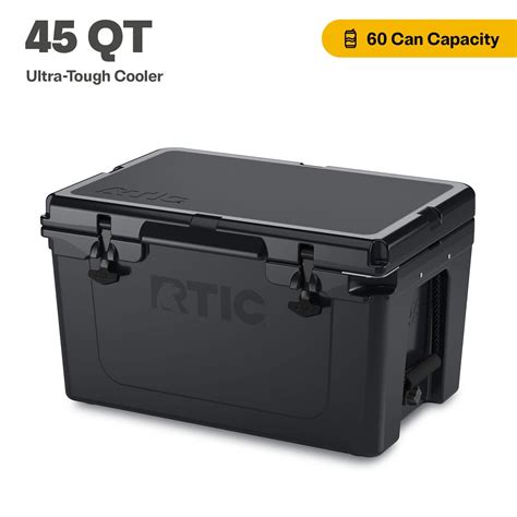 RTIC 45 QT Ultra-Tough Rotomolded Hard-Sided Ice Chest Cooler, Fits 60 Cans, Black - Walmart.com