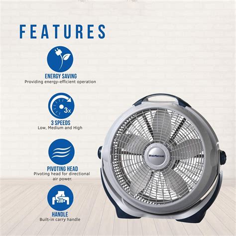 Lasko 3300 Wind Machine Fan with Directional Air Power, 3-Speed, 20 ...