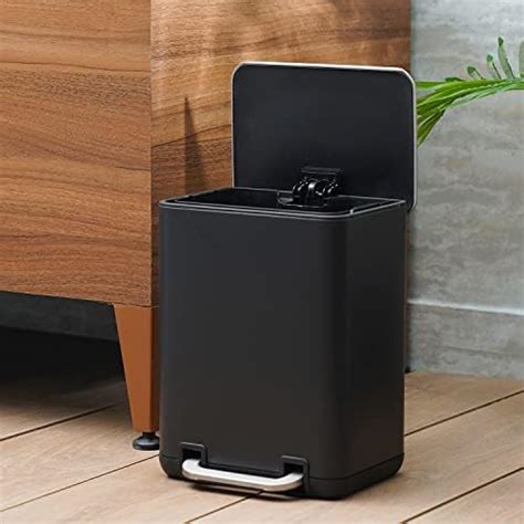 Pure Home and Living Black Iron Pedal Rectangular Waste Bin with Lid ...