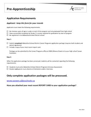Fillable Online Pre Apprenticeship Abbotsford Career Programs Fax Email ...