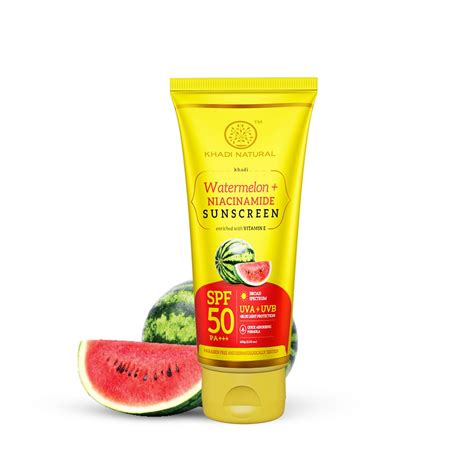 Khadi Natural Watermelon & Niacinamide Sunscreen Gel | SPF 50 PA ...