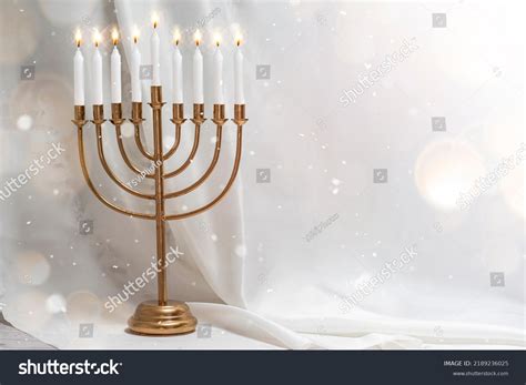 Jewish Hanukkah Menorah 9 Branch Candlestick Stock Photo 2189236025 ...