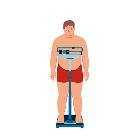 Dicker Mann Patient auf der Waage Übergewicht Fettleibigkeit Diabetes ...