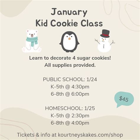 January Kid Cookie Class, Kourtney's Kakes LLC, Dickson, 24 January ...