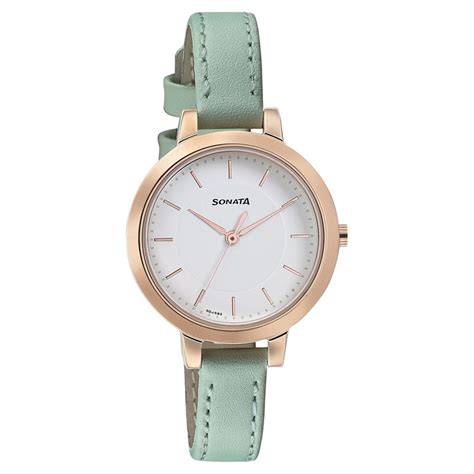 Buy Online Sonata Blush It Up White Dial Women Watch With Leather Strap ...