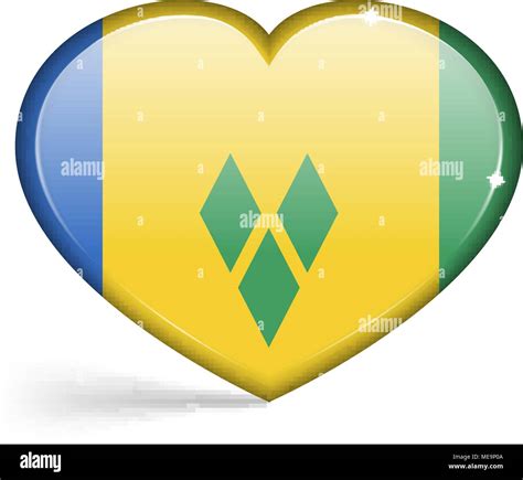 Flags of Saint Vincent and Grenadines in a heart shape with highlights ...