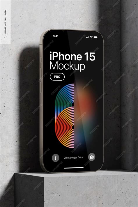 Premium PSD | Iphone 15 pro on concrete mockup front view