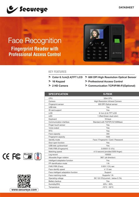 SecureEye S-FB3K Time & Attendance (Face, Fingerprint, Password ...