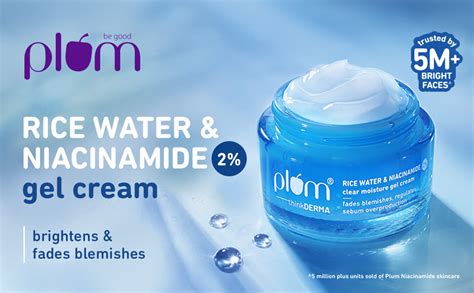 Plum 2% Niacinamide Moisturizer Cream with Rice Water | Super Light Gel ...
