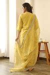 Buy Yellow Cotton, Doriya Thread Work Round Panchi Floral Embroidered ...