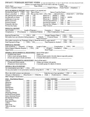Infant Toddler History Form - Blank Fillable Template | Fill Out, Print ...