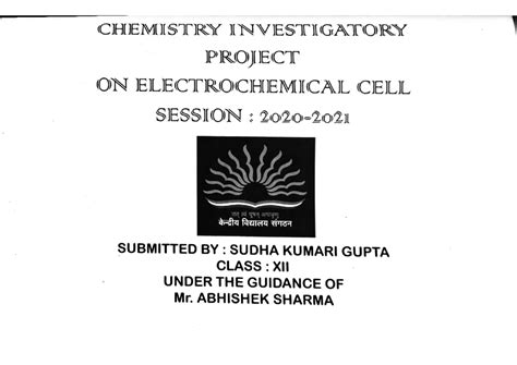 Electrochemical cell - chemistry project - CCHEMISTRY INVESTIGATORY ...