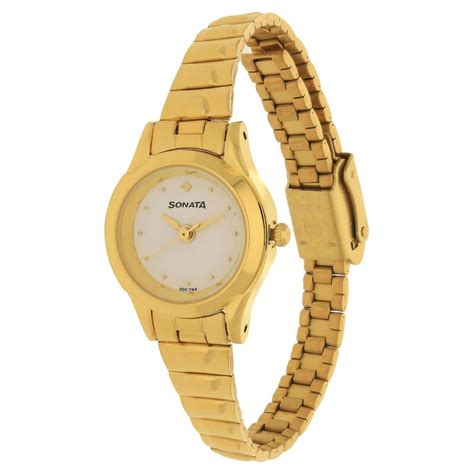 Sonata Quartz Analog White Dial Stainless Steel Strap Watch for Women