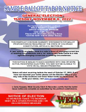 Fillable Online SAMPLE BALLOT/TABOR NOTICE - Weld County Fax Email ...