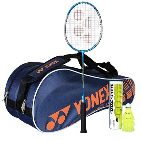 YONEX 1 Badminton Kit Bag, Navy with 1 GR 303 Badminton Racquet, Blue ...