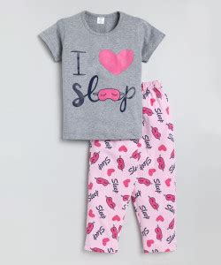 Todd N Teen Kids Nightwear Girls Graphic Print Cotton Price in India ...