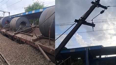 पालघर रेल्वे स्थानकात मालगाडीचे डबे घसरले, लोकल सेवा ठप्प | Times Now ...