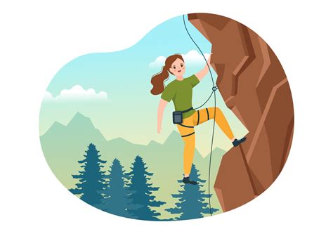 Cliff Climbing Illustration with Climber Climb Rock Wall or Mountain ...